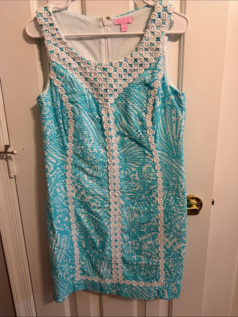 Lilly Pulitzer Macfarlane Shorely Blue Shift Dress, EUC, Size 10